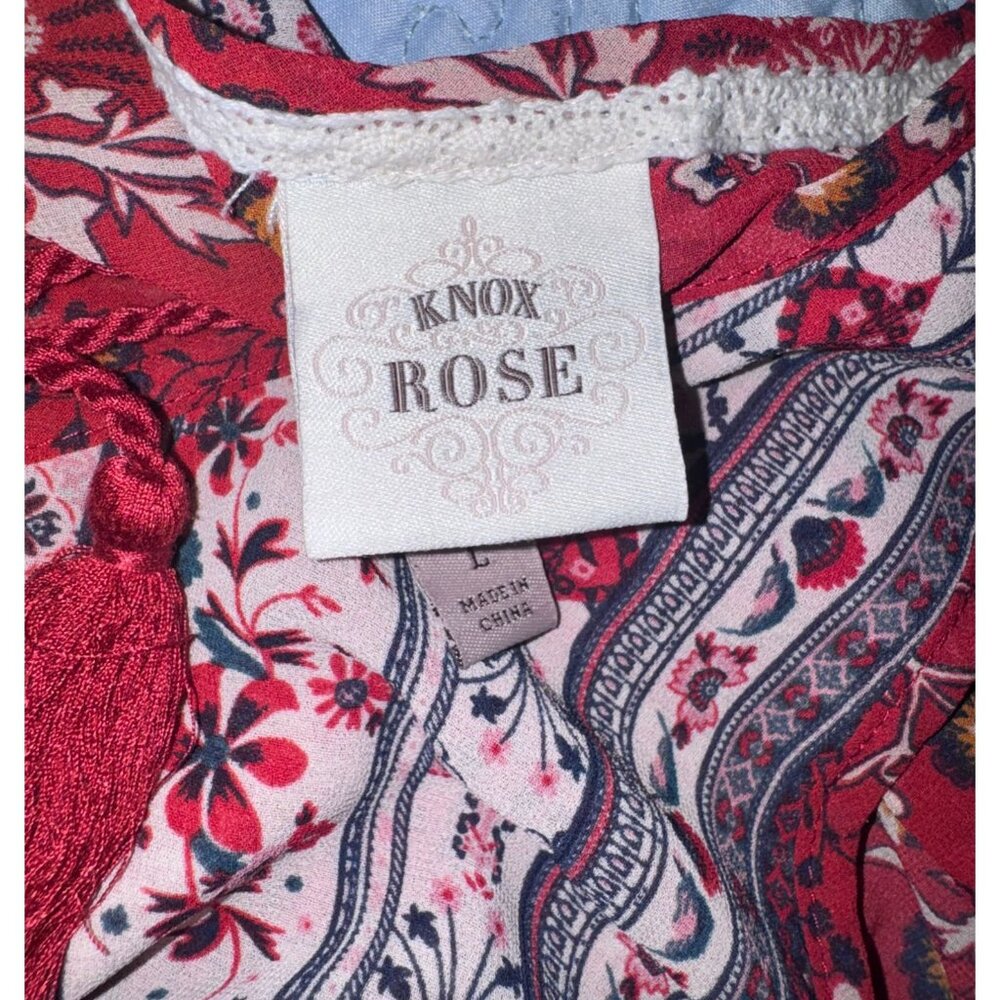 Knox Rose Womens Sleeveless Boho Red Floral Print Tunic Top L - Picture 2 of 6